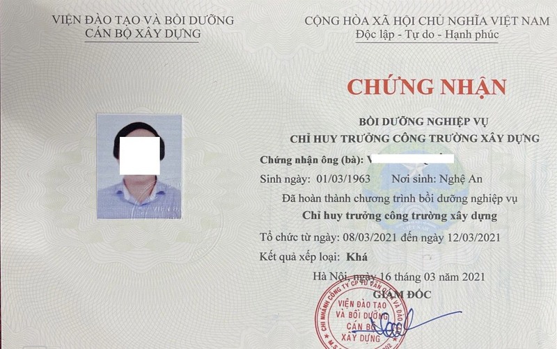 Chung chi chi huy truong cong truong XD